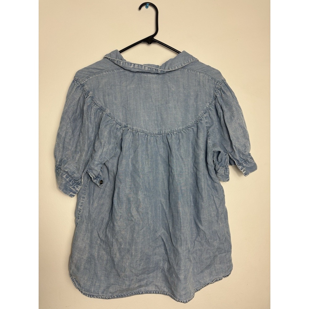 Jane and Delancey Women's Blue Short Sleeve Blouse Size M Country Boho Chic - Picture 6 of 12